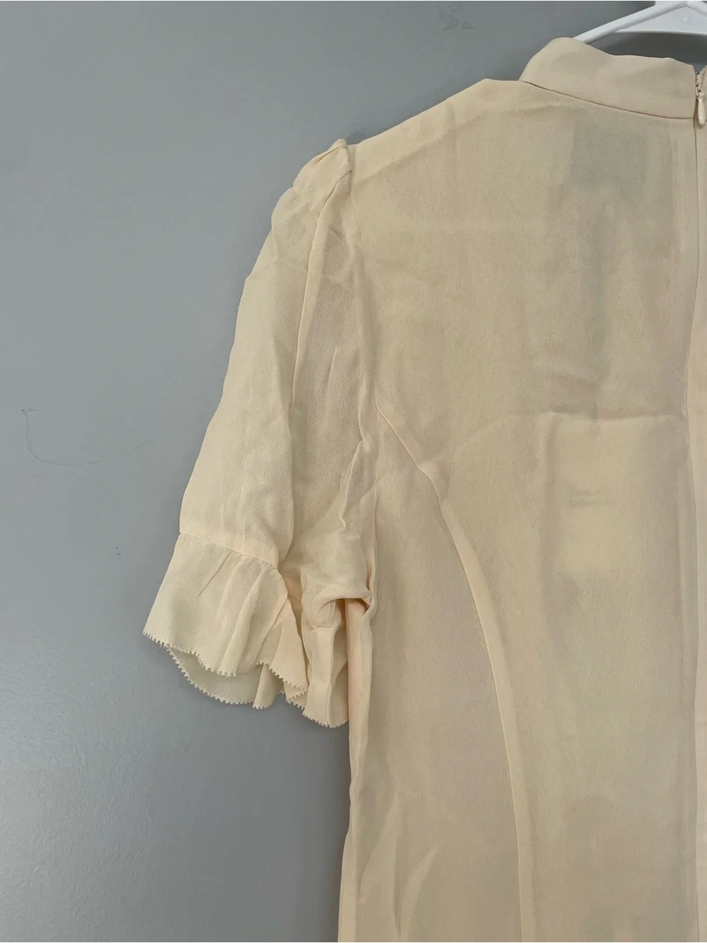 Reformation - Nara Smith - Whimsical Dress in Sugar - Cream Tie-Neck Mini Dress